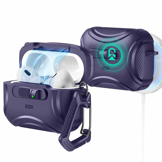 ESR Cyber FlickLock MagSafe AirPods Pro 3 hoesje paars