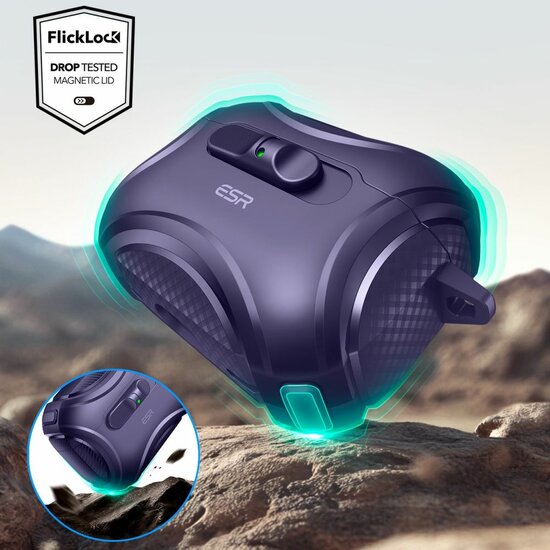 ESR Cyber FlickLock MagSafe AirPods Pro 3 hoesje paars
