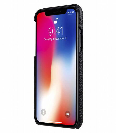Melkco Leather Backcover iPhone X hoesje Zwart
