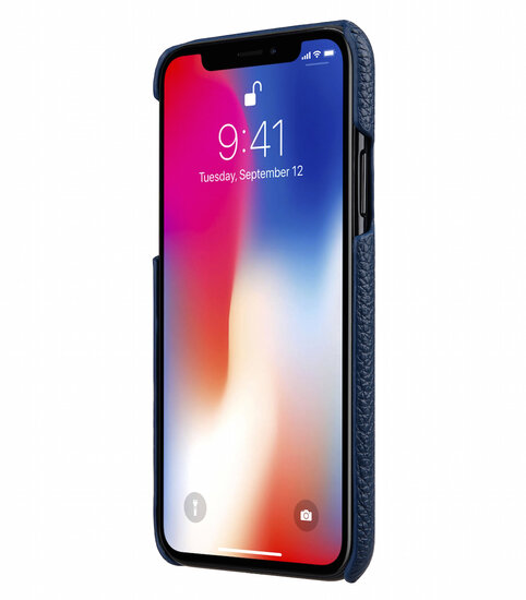 Melkco Leather Backcover iPhone X hoesje Blauw