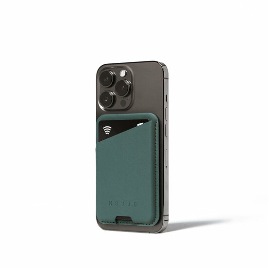 Mujjo leren MagSafe Card Wallet hoesje livid groen