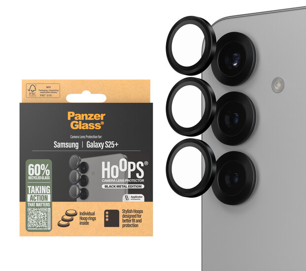 PanzerGlass Hoops Galaxy S25 Plus Lens screenprotector zwart