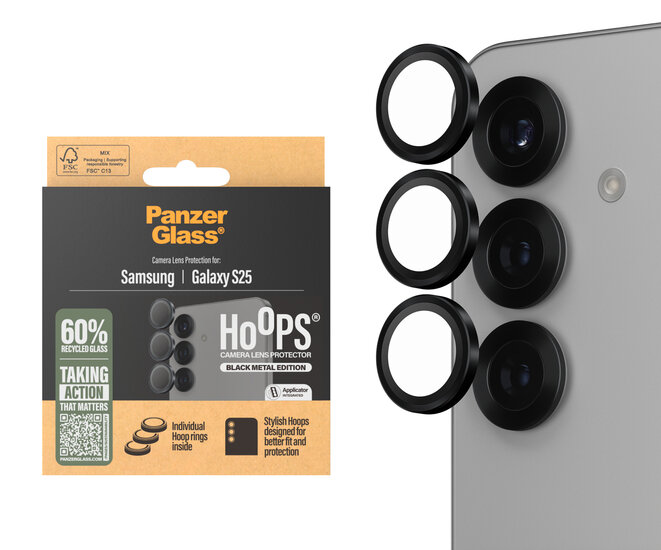 PanzerGlass Hoops Galaxy S25 Lens screenprotector zwart