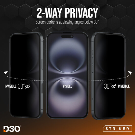 Striker D30 Xtreme Impact Privacy iPhone Air glazen screenprotector