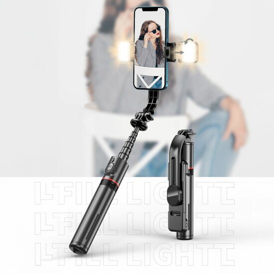 Tech Protection Bluetooth Selfie stick met tripod en LED lamp
