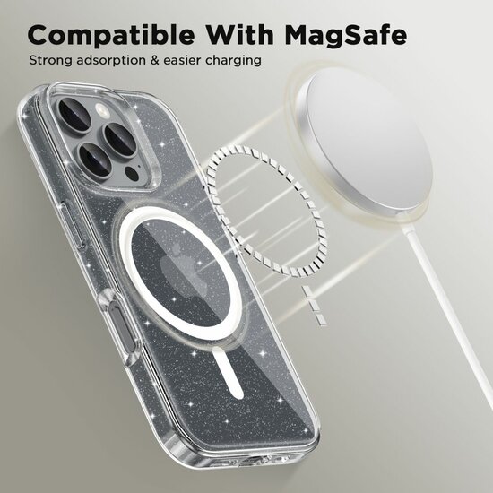 Tech Protection MagSafe iPhone 16 Pro hoesje glitter