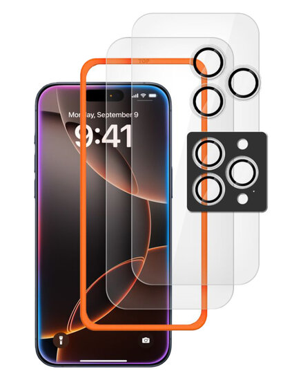TechProtection Easy Set iPhone 17 Pro Max screenprotector en camera protector
