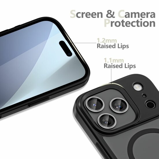 TechProtection Hybrid MagSafe iPhone 17 Pro Max hoesje mat zwart