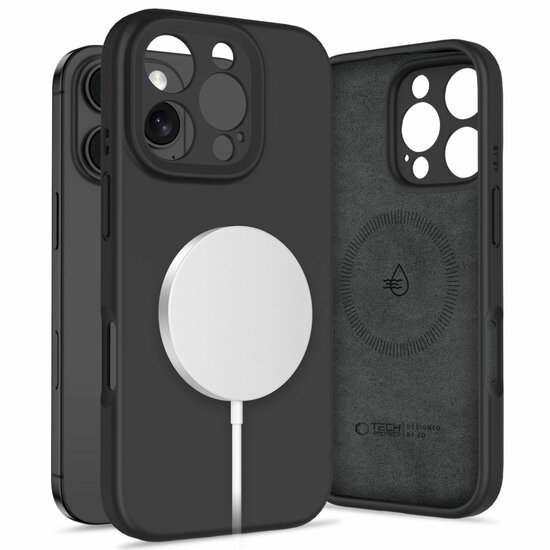 TechProtection Siliconen MagSafe iPhone 16 Pro hoesje zwart
