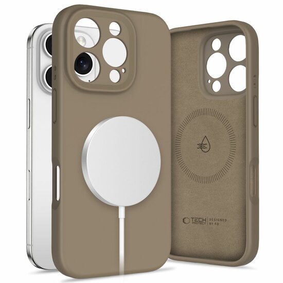 TechProtection Siliconen MagSafe iPhone 16 Pro Max hoesje bruin