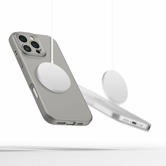 TechProtection Siliconen MagSafe iPhone 16 Pro Max hoesje grijs