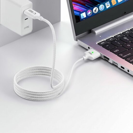 TechProtection UltraBoost MagSafe 3 MacBook kabel 200 cm wit