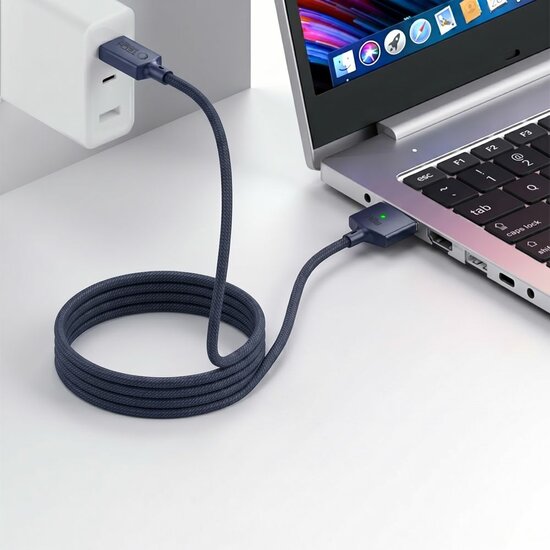 TechProtection UltraBoost MagSafe 3 MacBook kabel 200 cm blauw