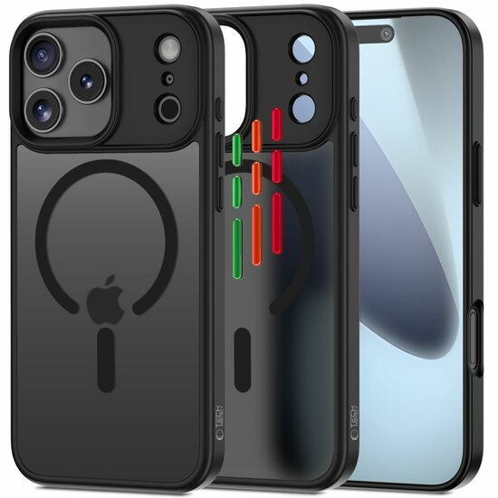 TechProtection Hybrid XT MagSafe iPhone 17 Pro hoesje mat zwart