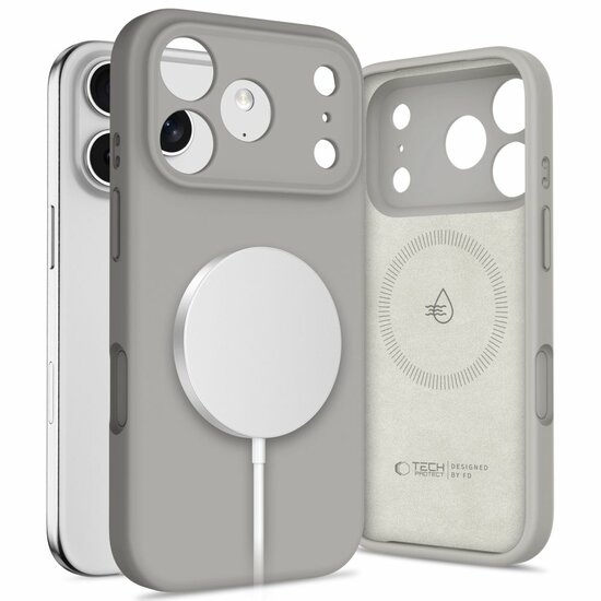 TechProtection Silicone MagSafe iPhone 17 Pro Max hoesje grijs