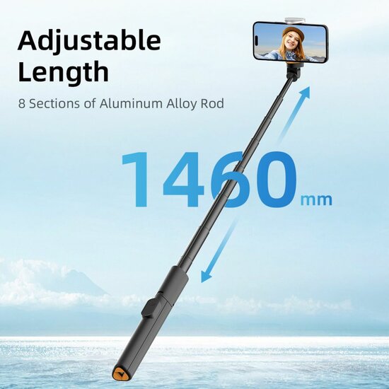 TechProtection Bluetooth Selfie stick / Tripod zwart