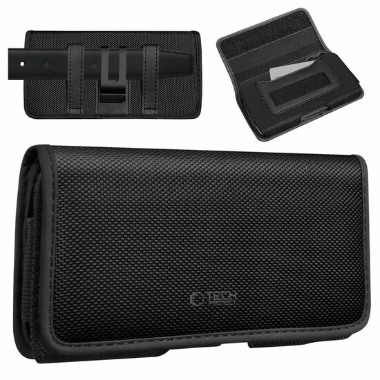 TechProtection universele 5,8 tot 6,9 inch horizontale holster met riemclip zwart