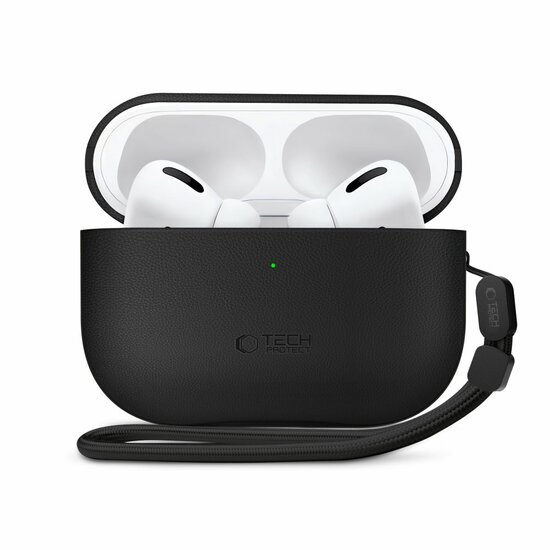 TechProtection Leather AirPods Pro 3 hoesje zwart