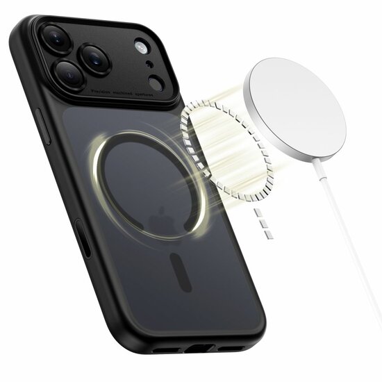 TechProtection Hybrid MagSafe iPhone 17 Pro Max hoesje mat zwart met camera control