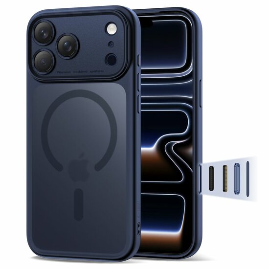 TechProtection Hybrid MagSafe iPhone 17 Pro hoesje blauw met camera control