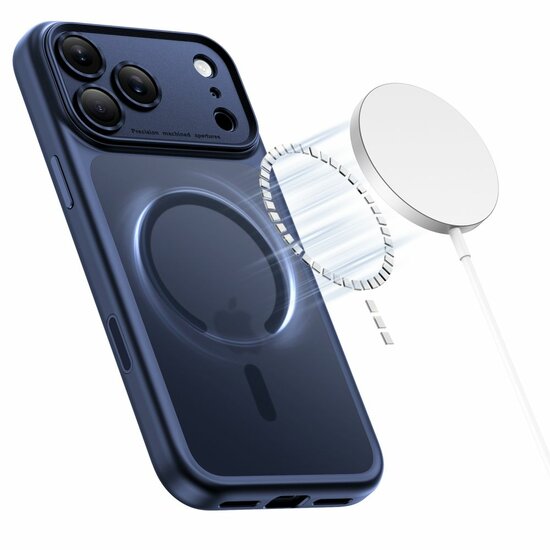 TechProtection Hybrid MagSafe iPhone 17 Pro Max hoesje blauw met camera control