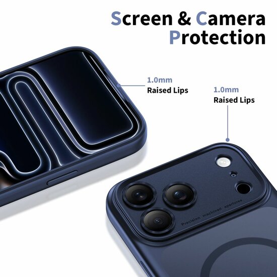 TechProtection Hybrid MagSafe iPhone 17 Pro Max hoesje blauw met camera control