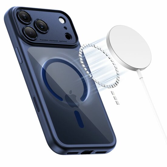 TechProtection Hybrid MagSafe iPhone 17 Pro hoesje blauw met camera control