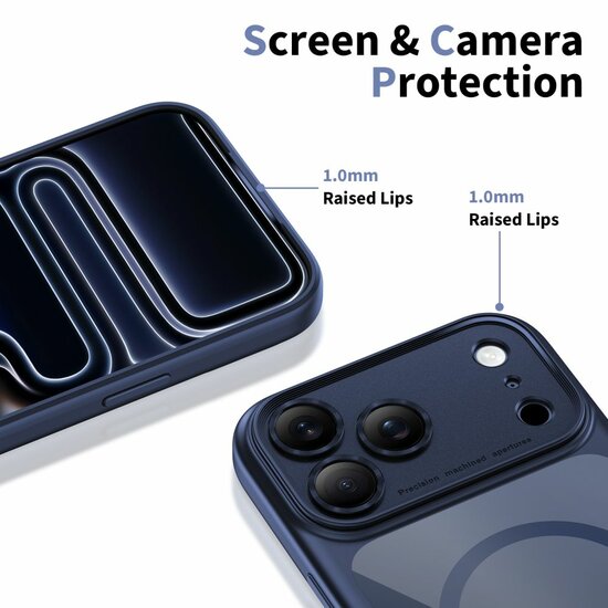 TechProtection Hybrid MagSafe iPhone 17 Pro hoesje blauw met camera control