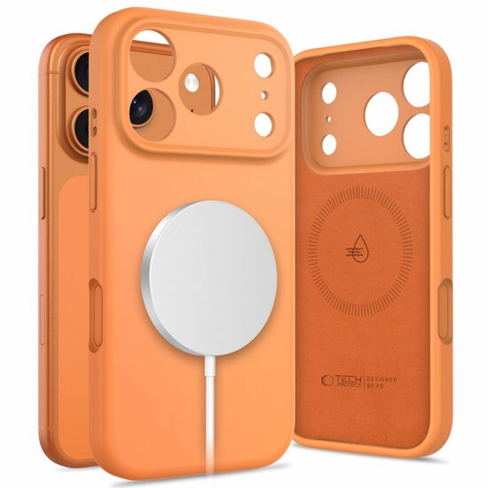 TechProtection Silicone MagSafe iPhone 17 Pro Max hoesje oranje