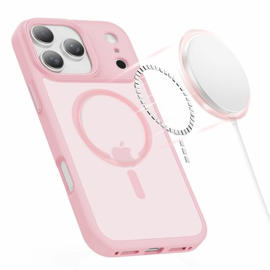 TechProtection Hybrid MagSafe iPhone 17 Pro Max hoesje mat roze