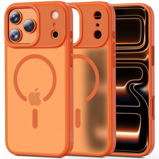 TechProtection Hybrid MagSafe iPhone 17 Pro Max hoesje mat oranje