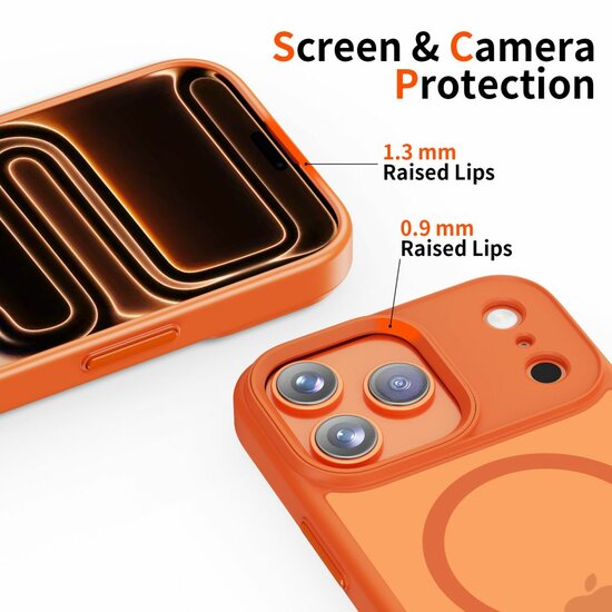 TechProtection Hybrid MagSafe iPhone 17 Pro Max hoesje mat oranje