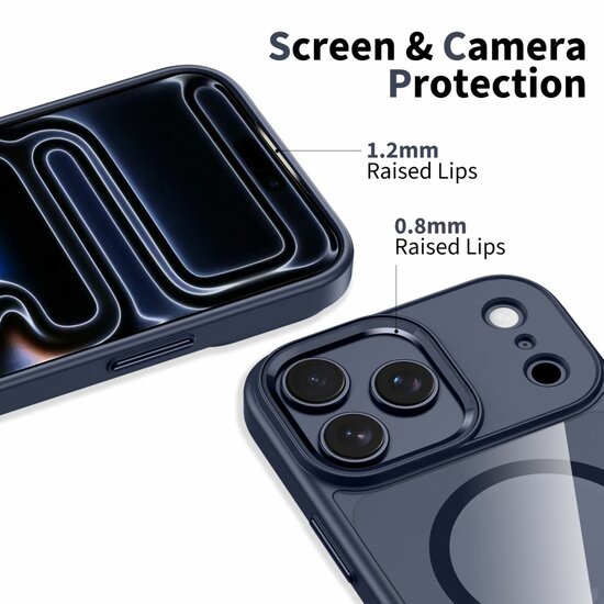 TechProtection Hybrid MagSafe iPhone 17 Pro hoesje blauw