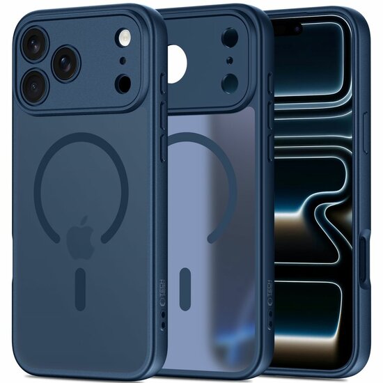 TechProtection Slim MagSafe iPhone 17 Pro Max hoesje mat blauw