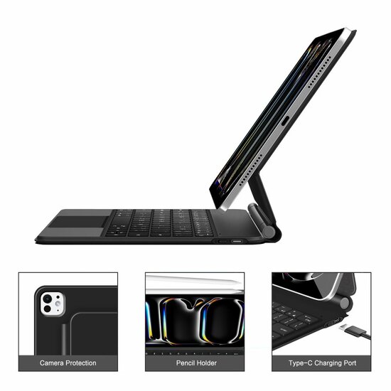 TechProtection Smartcase iPad Pro 11 inch&nbsp;toetsenbordhoesje zwart