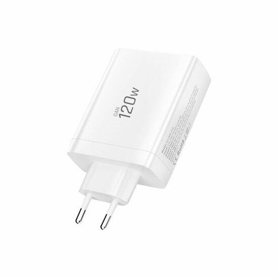 TechProtection GaN 4 poort 120 watt USB-C oplader wit