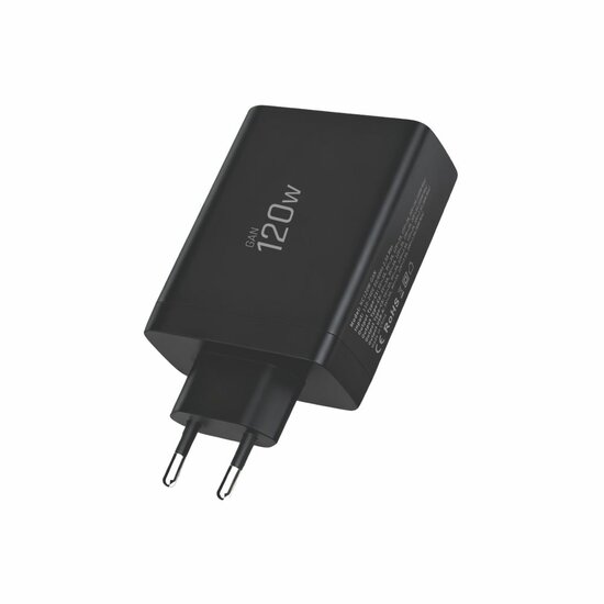 TechProtection GaN 4 poort 120 watt USB-C oplader zwart