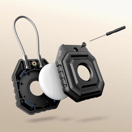 TechProtection Kevlar staalkabel AirTag 1 / 2 sleutelhanger zwart