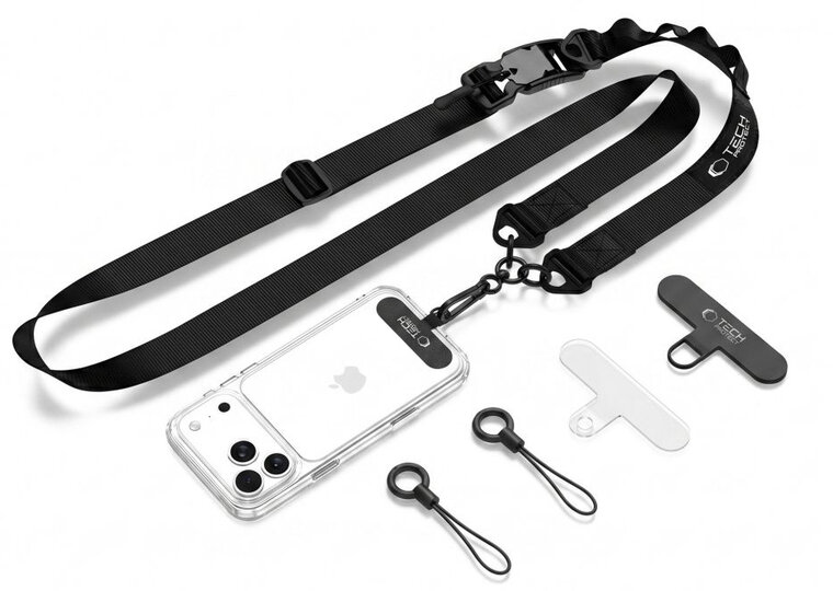 TechProtection Crossbody draagkoord voor elke telefoon zwart