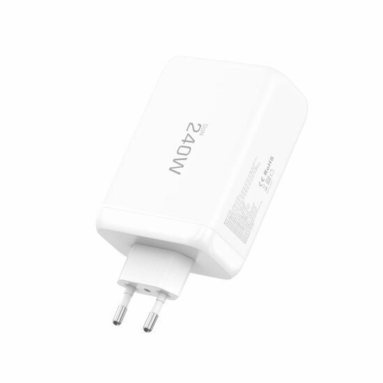 TechProtection GaN 4 poort 240 watt USB-C oplader wit