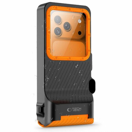 TechProtection IPX8 Pro universeel waterdicht duik hoesje zwart / oranje