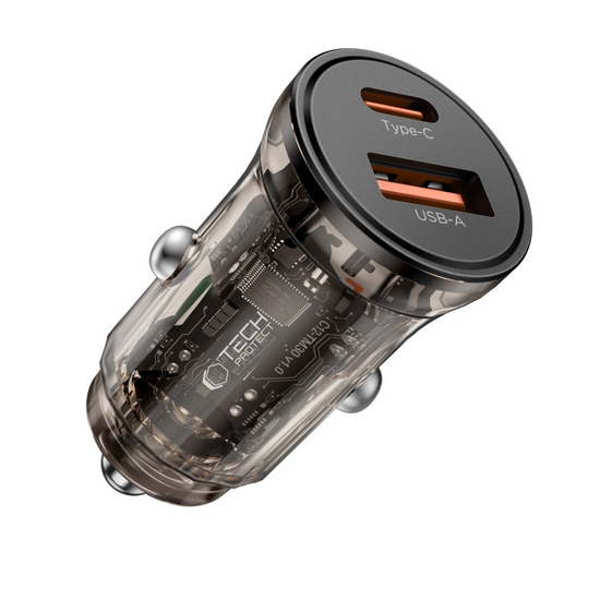 TechProtection CC 2 poort USB-C en USB-A  auto oplader 45 watt