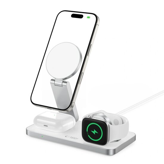 TechProtection MagNova One MagSafe 3 in 1 draadloze oplader wit