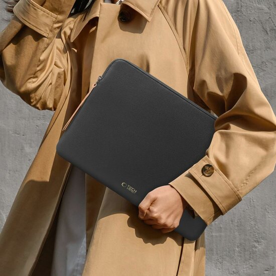 TechProtection Fleece MacBook 13 / 14 inch sleeve zwart