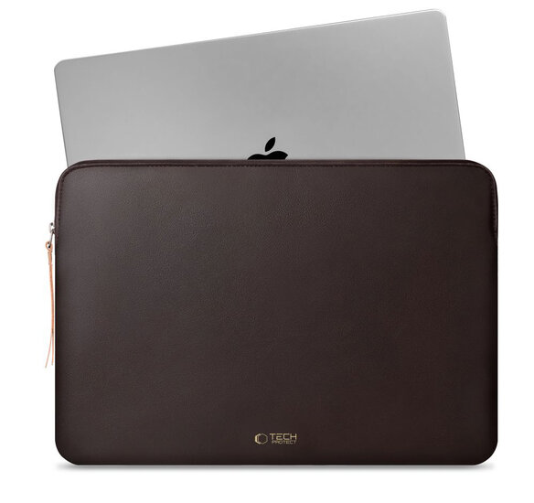 TechProtection Fleece MacBook 15 / 16 inch sleeve donkerbruin