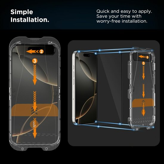 TechProtection Quick iPhone 16 Pro glazen screenprotector 2 pack zwart