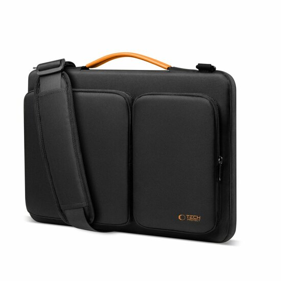 TechProtection Defender MacBook 13 / 14 inch sleeve laptop tas zwart / oranje