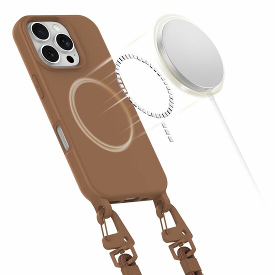 TechProtection iPhone 16 Pro Max hoesje met koord bruin