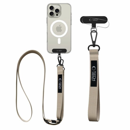 TechProtection Rope universeel crossbody draagkoord voor elke telefoon beige