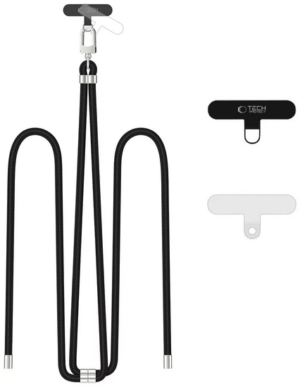 TechProtection Crossbody universeel draagkoord voor elke telefoon zwart / zilver